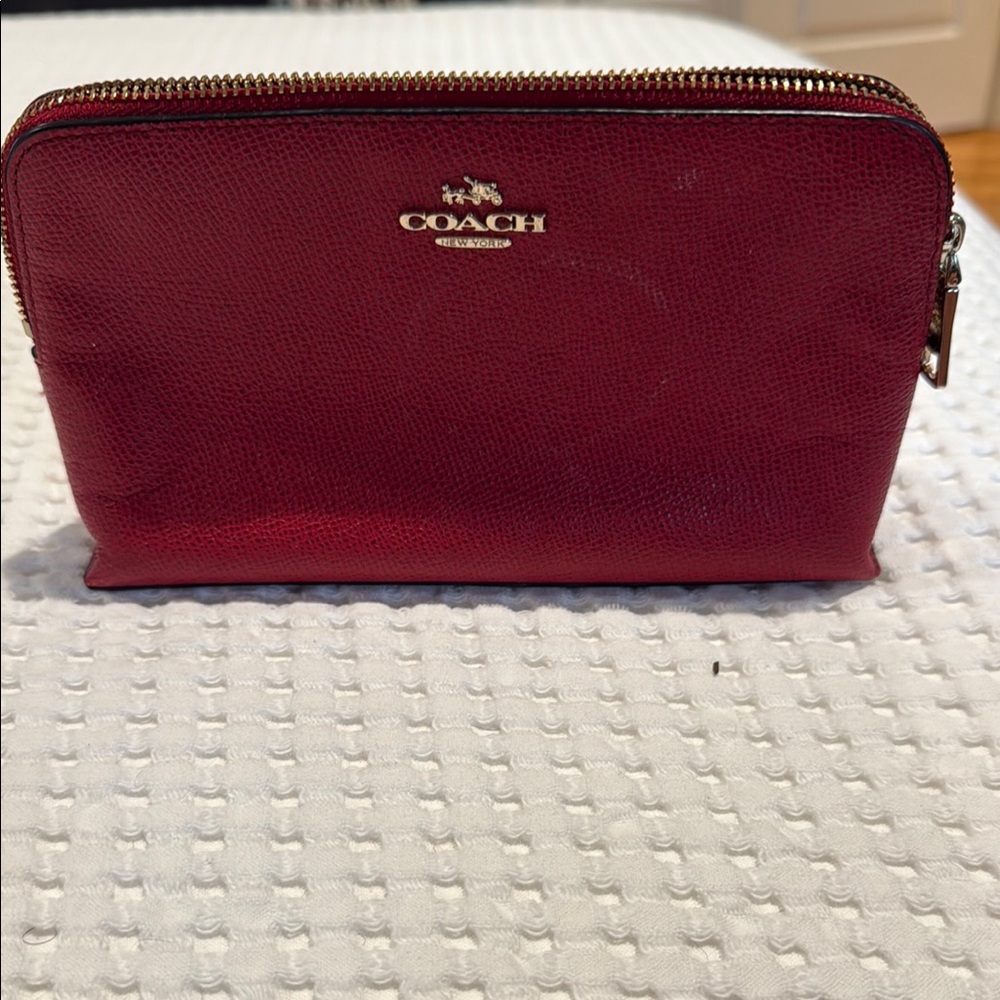 Coach Cherry Red Leather Pouch